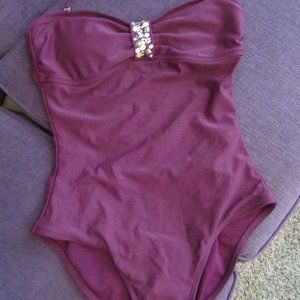 Purple one-piece swimsuit